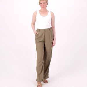NWT Candace Cameron Bure Linen Trousers Olive Green sze 6